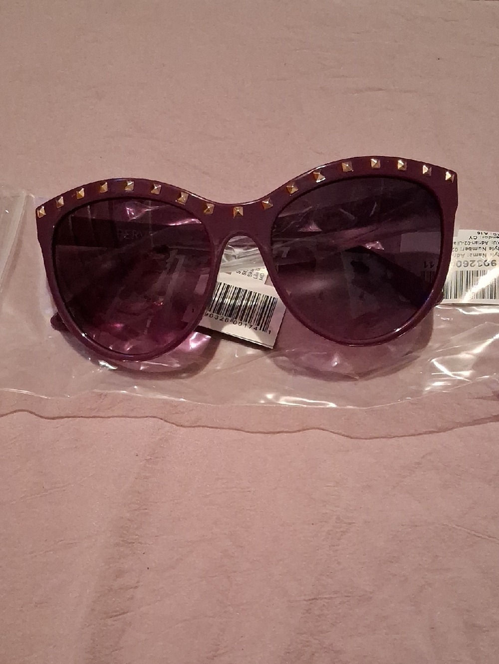 Women's Purple Cat-Eye Sunglasses with Gold Stud Accents - Unbranded